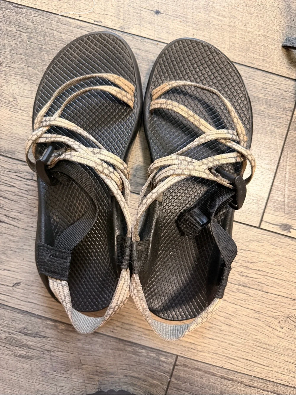 Chaco Black Sandal with Tan Braided Straps